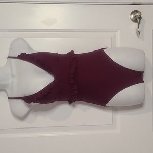 J Crew Purple Ruffle Swimuit